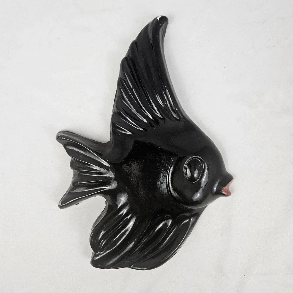 MCM Ceramicraft Angel Fish Tropic Treasures Wall Plaque Kitsch Hanging Decor